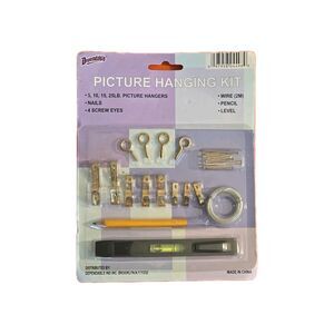 Picture hanging kit 5,10,15, 25 lbs hangers Nails 4 screw eyes wire pencil level